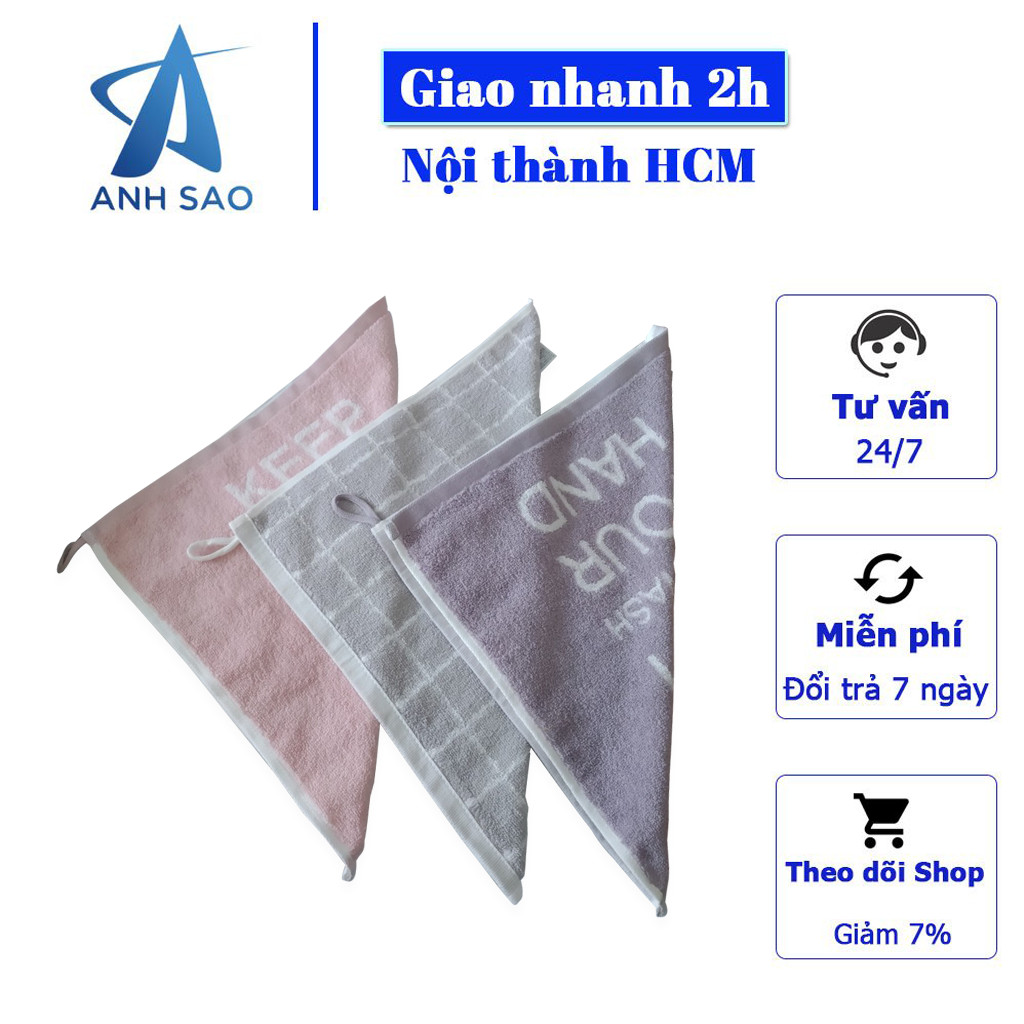 Khăn lau tay 34 x 34 cm cao cấp A có dây treo tiện lợi - Đạt chứng nhận OEKO-TEK an toàn sức khỏe ( giao màu ngẫu nhiên)