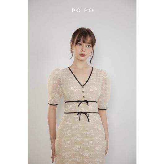 SELENA Dress Đầm ren hoa viền đen