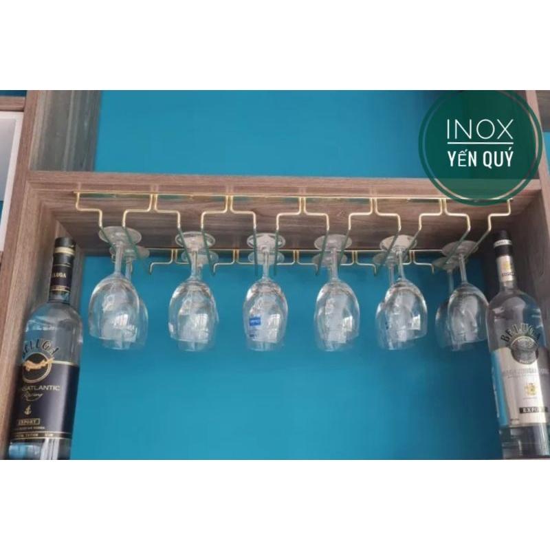 INOX 304 GIÁ KỆ TREO LY SÂU 28CM 3/4/5/6/7/8 HÀNG INOX 304 MẠ VÀNG SÁNG BÓNG CHỐNG HOEN RỈ