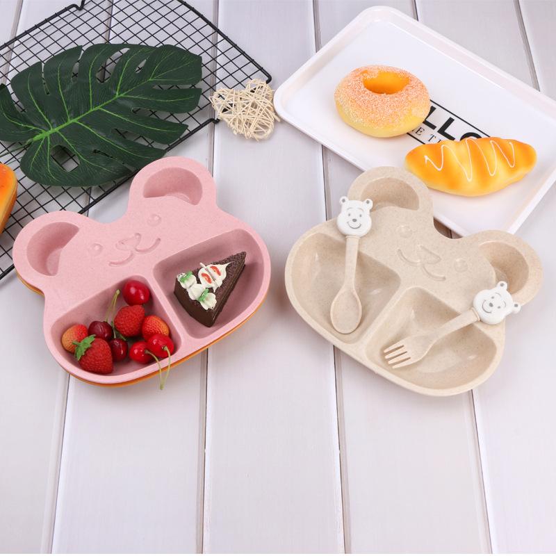 3 Lúa Mì Ống Hút Cho Bé Bộ 3 Thìa Ăn Uống Hoạt Hình Trẻ Em Huấn Luyện Bát Thìa Dĩa Trẻ Em Ăn Đĩa Bộ Đồ Ăn