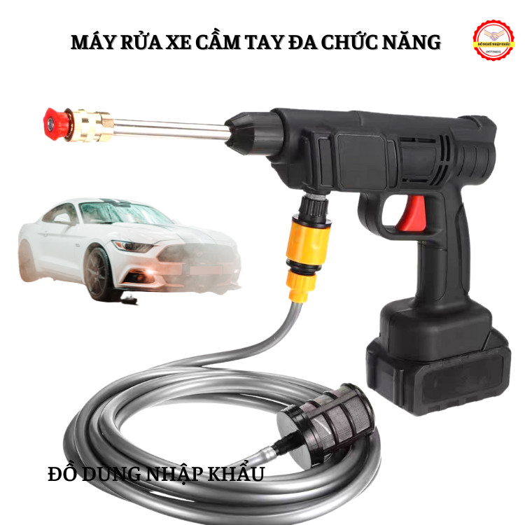 Máy rửa xe tạo bọt tuyết cầm tay, máy xịt tăng áp đa năng nhiều vòi -Kèm 2PIN và phụ kiện