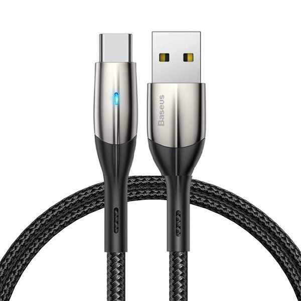Cáp sạc nhanh Baseus Horizontal Data Cable (Có đèn LED) USB to Type-C - Hàng chính hãng