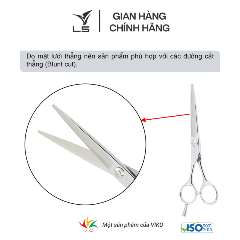 Kéo cắt tóc LS lưỡi thẳng quai cân đối xứng đỡ ngón tháo rời CB15L/6.0