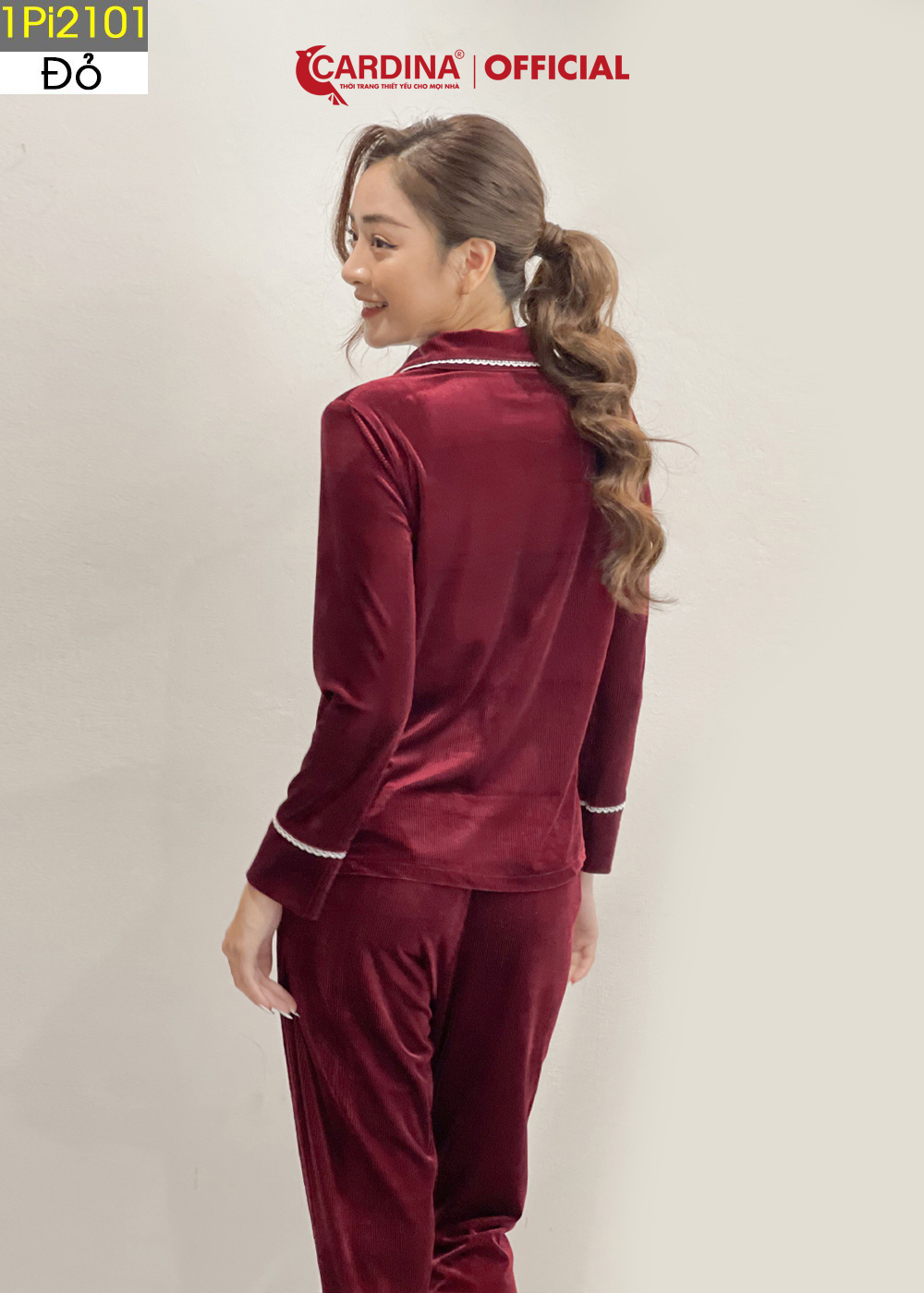 Đồ bộ pijama nữ CARDINA chất nhung tăm cao cấp kiểu dáng thanh lịch sang trọng 1Pi21