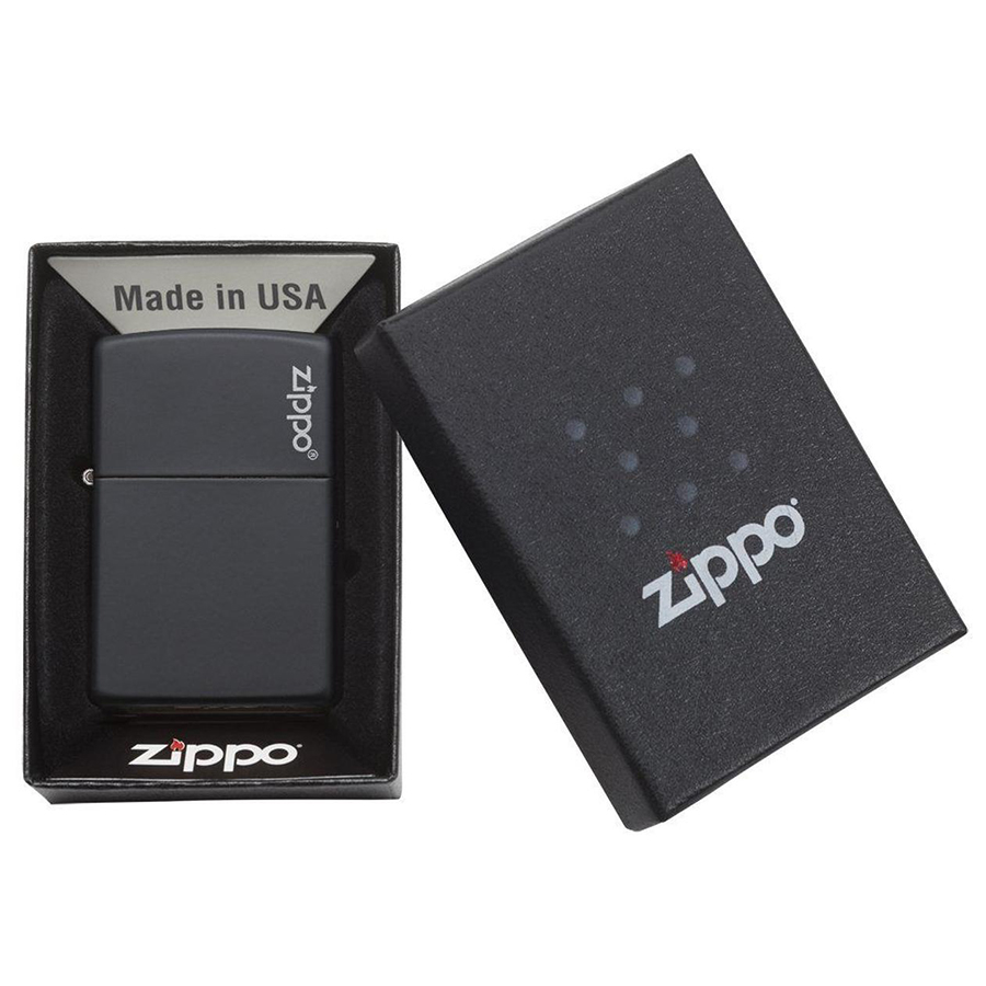 Bật Lửa Zippo Black Với Logo