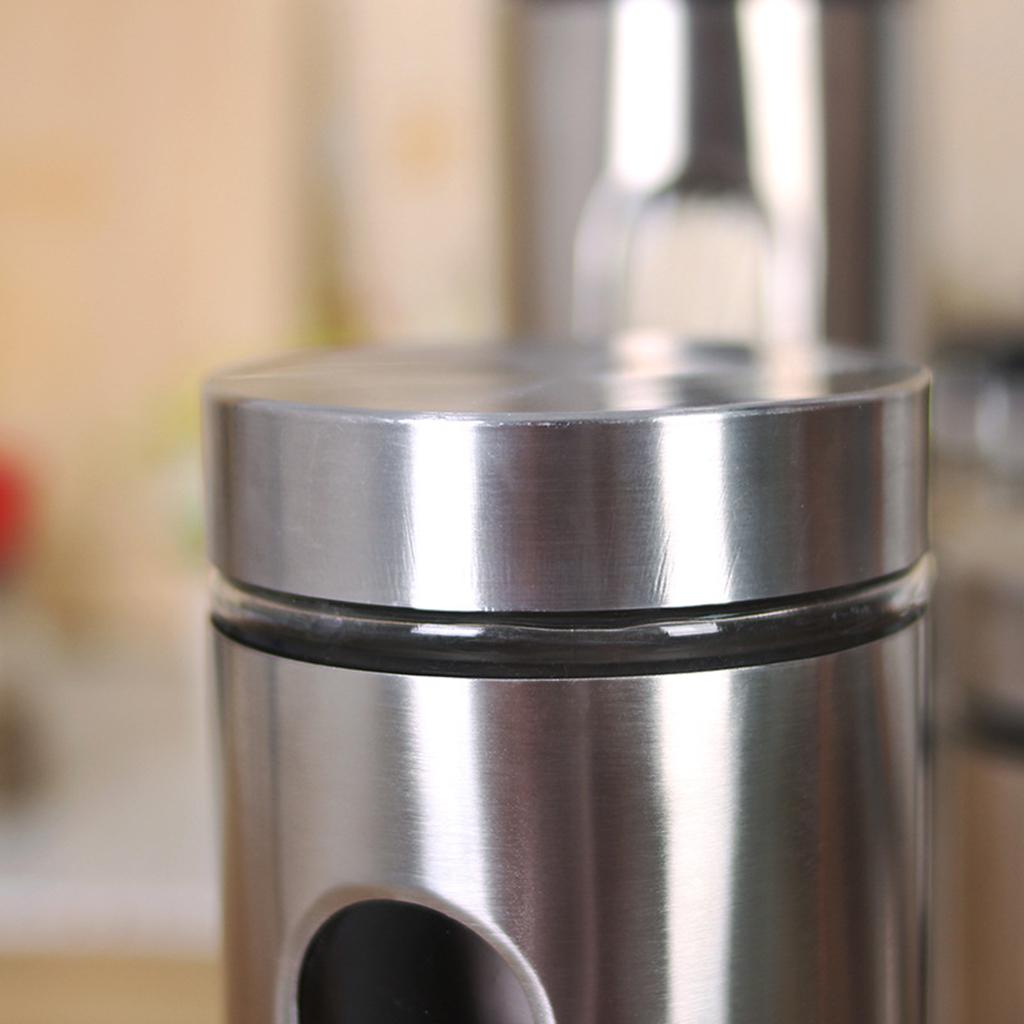 Stainless and Glass Canisters for Grain Beans Sugar Tea Storage Space Saving