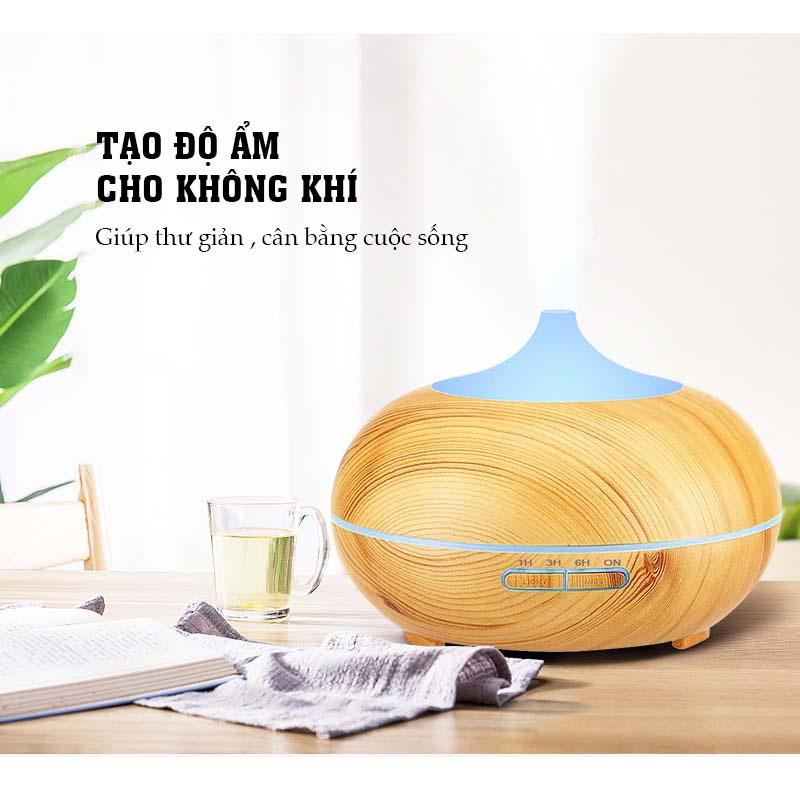 Máy xông tinh dầu phòng ngủ 550ml Hình Quả BÍ NGÔ kèm Remote Điều Khiển Từ Xa