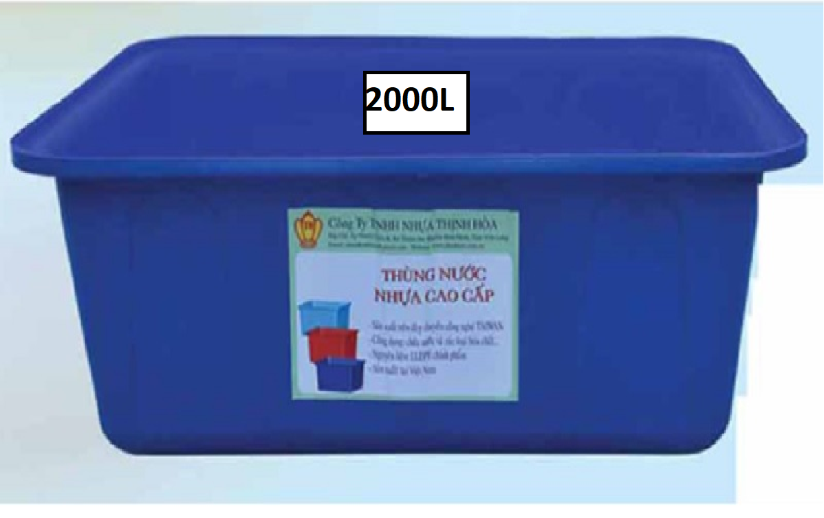 THÙNG NHỰA CHỮ NHẬT 2000L NHỰA NGUYÊN SINH