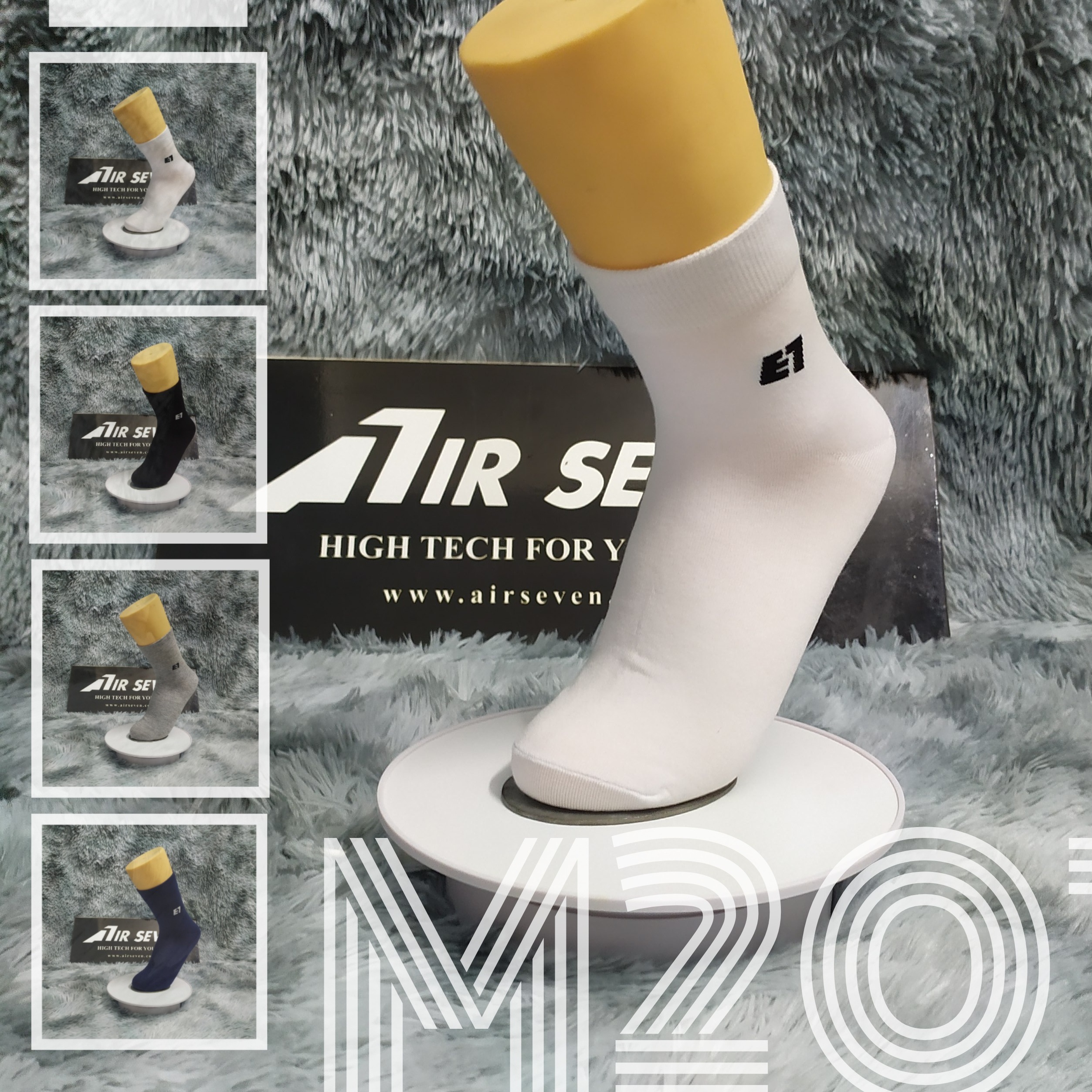 Tất Vớ nam cổ trung Cotton M201 kháng khuẩn khử mùi. Trắng, Đen, Xanh đen, Xám