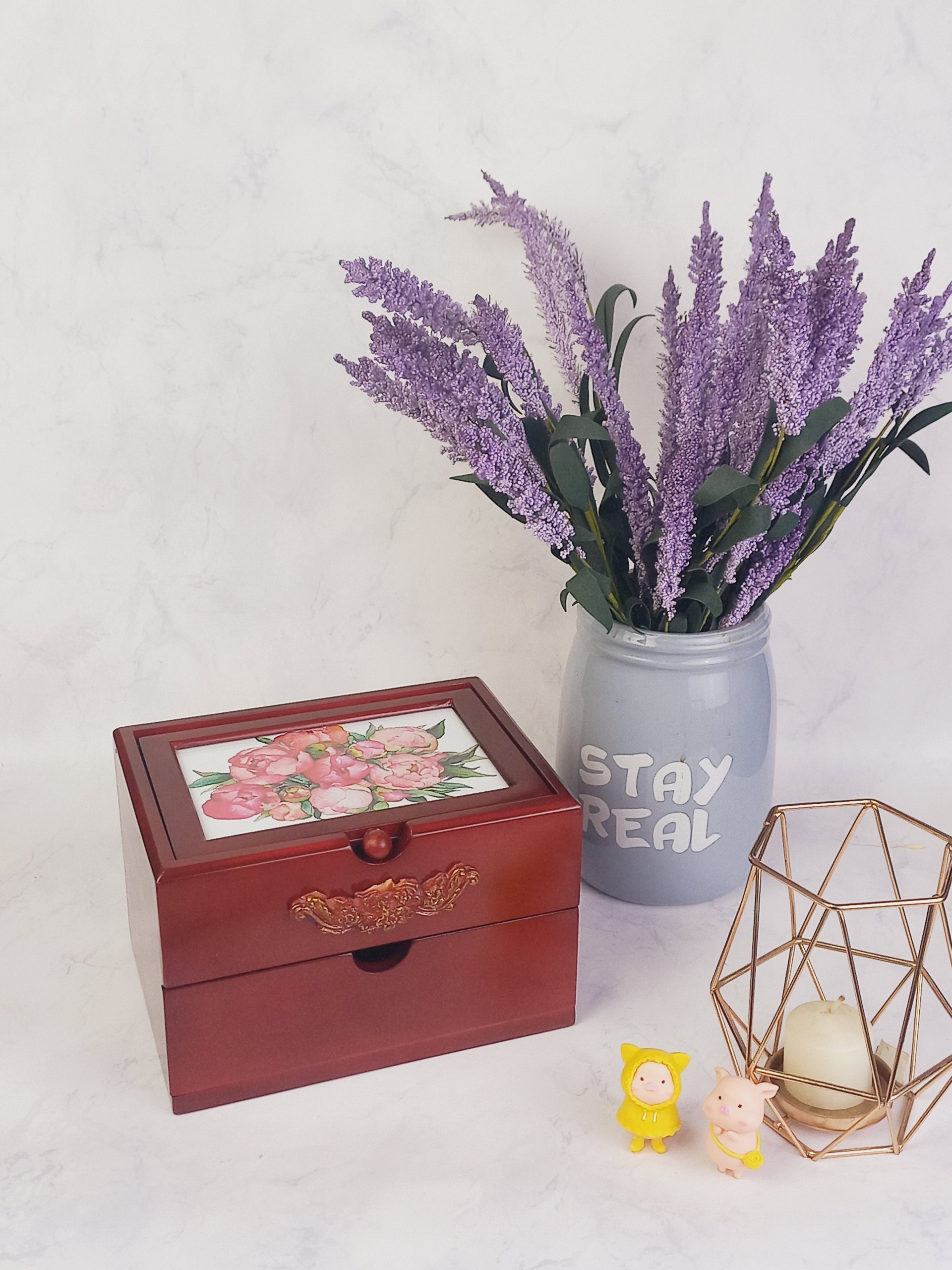 Hộp Nữ Trang Gỗ Nhiều Màu Có Gương 18x13.5 cm Xinh Xắn Tinh Tế - Hàng VN Xuất Khẩu