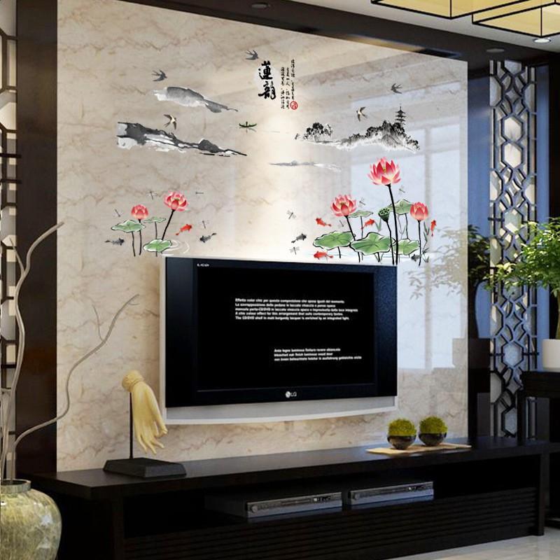 Decal dán tường Hoa sen phong thủy