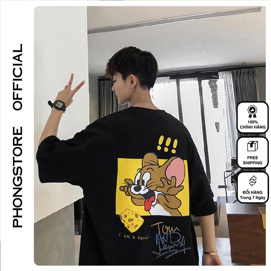 Áo thun Unisex Phong Boutique MOUSE phông tay lỡ nam nữ form rộng Oversize 2 màu