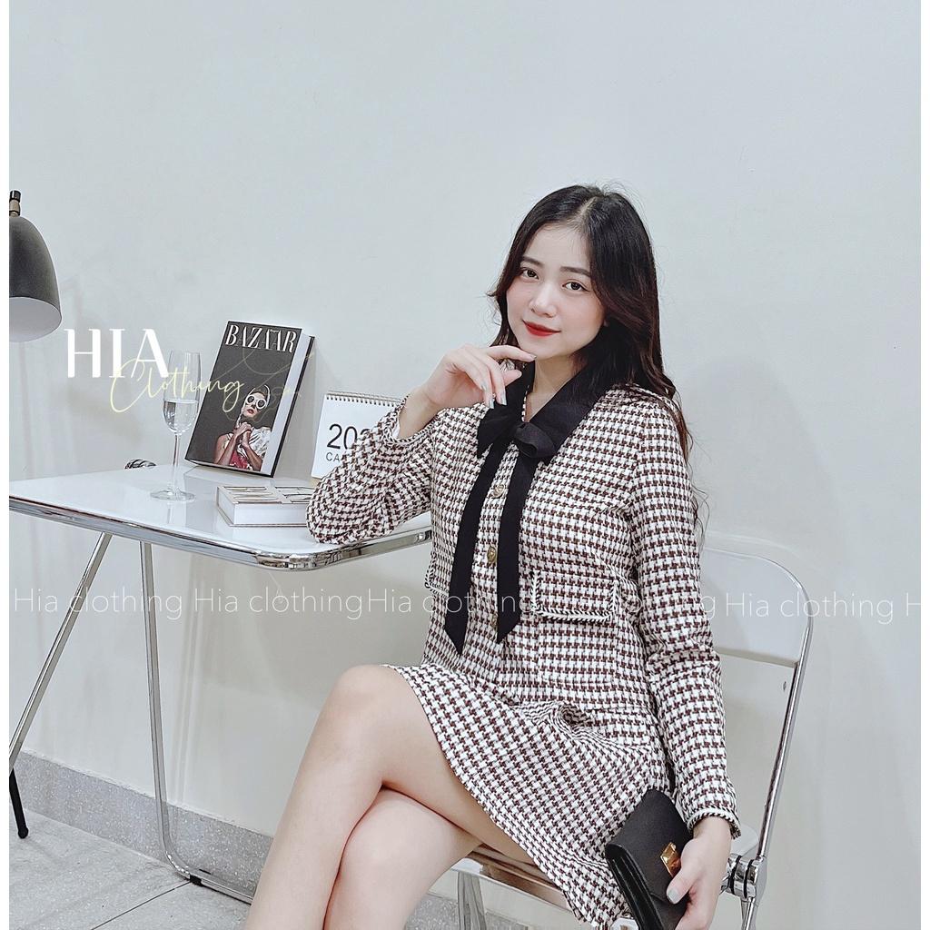 Set Dạ Châ Váy Buộc Nơ | Thiết Kế Độc Quyền| Chất Dạ Cao Cấp |HIA Clothing S390