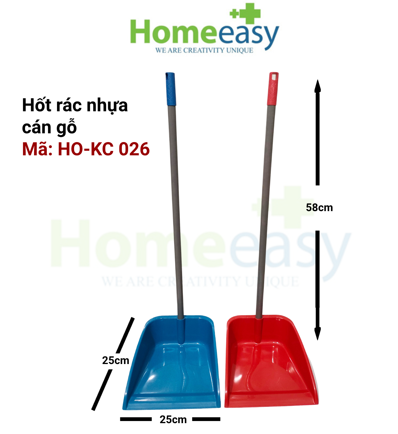 Ky hốt rác nhựa cán gỗ Homeeasy KC026 - Giao màu ngẫu nhiên