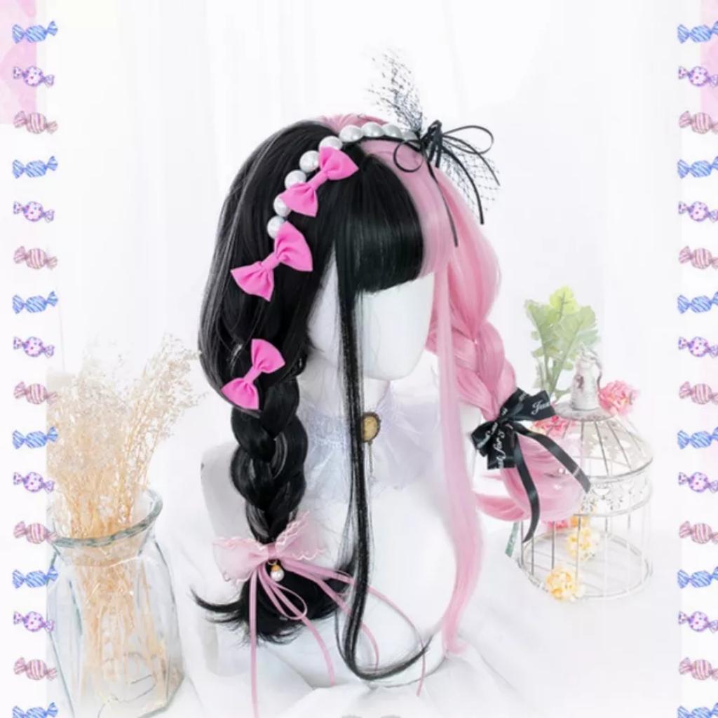 [Sẵn] Wig/tóc giả teen nửa đen nửa màu hot trend cá tính siêu đẹp - Nguyên đầu lolita [Miu Cosplay