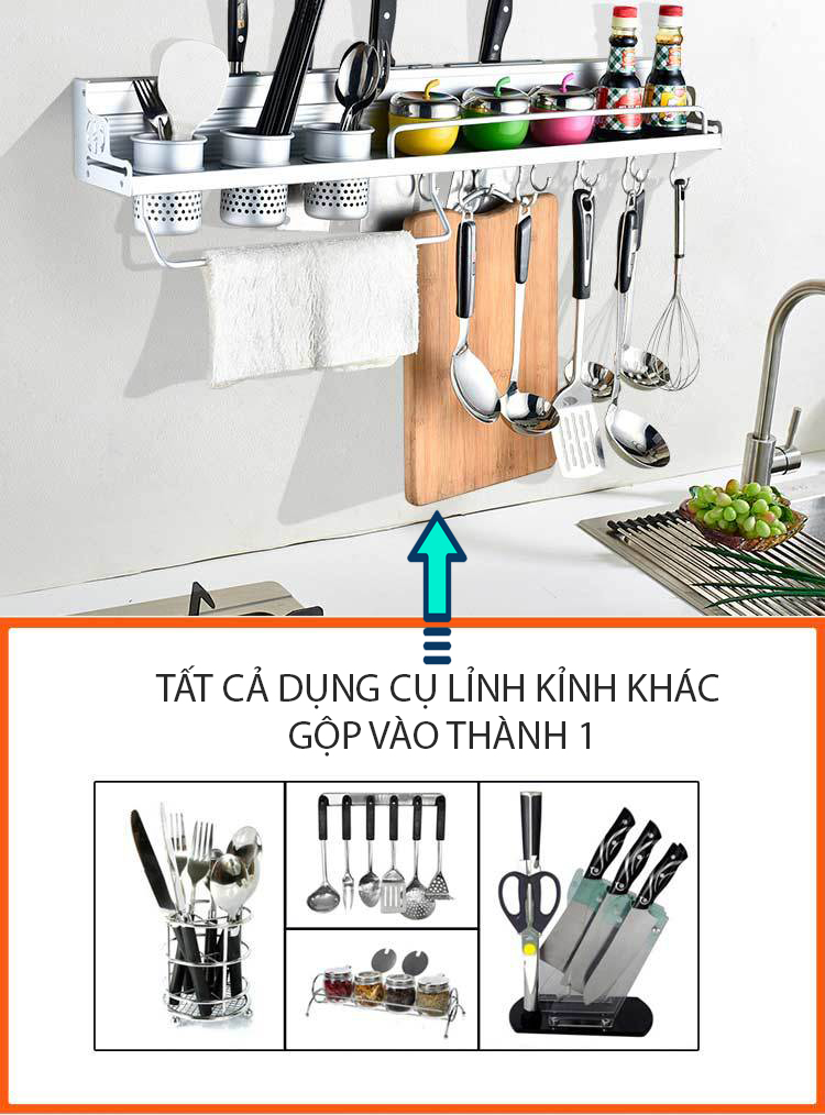 Kệ Đựng Gia Vị Nhà Bếp Tiện Lợi, Giá Treo Dụng Cụ Nhà Bếp Gắn Tường, Kệ Đựng Đồ Nhà Tắm Đa Năng, Tiện Dụng, Không Cần Khoan – MH3112