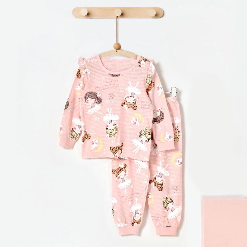 Đồ bộ ngủ dài tay mặc nhà thun cotton cho bé gái, bé trai mùa hè Unifriend Hàn Quốc 2022-2