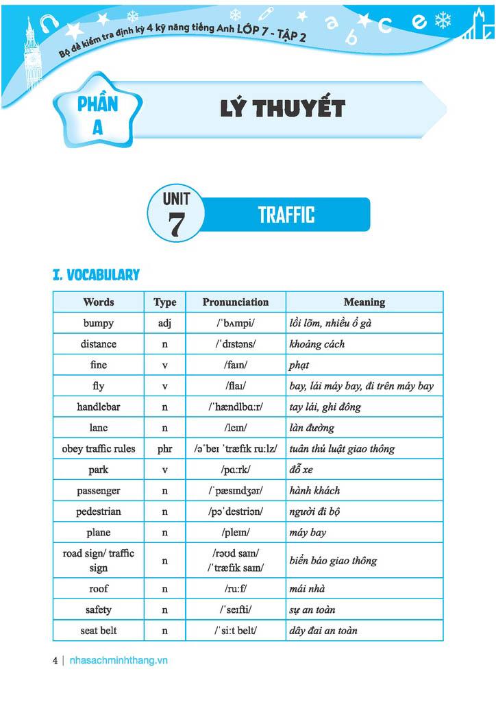 Global Success - Bộ Đề Kiểm Tra Định Kỳ 4 Kỹ Năng Tiếng Anh Lớp 7 - Tập 1 (Có Đáp Án)