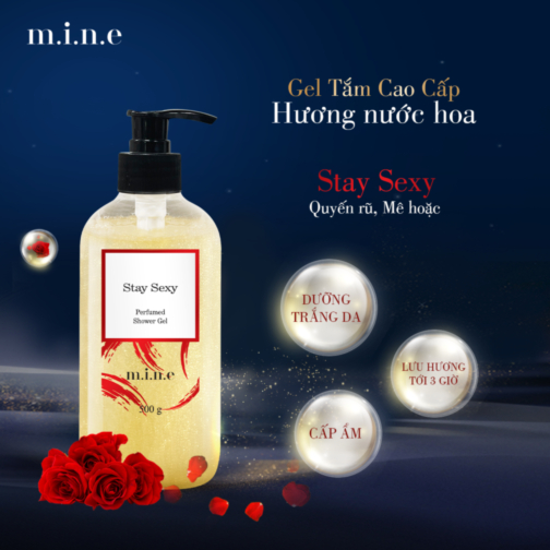 Gel tắm sáng da nhũ vàng hương nước hoa Mine – Stay Sexy (Shower gel skin brightening emulsion yellow incense perfume mine-stay sexy)