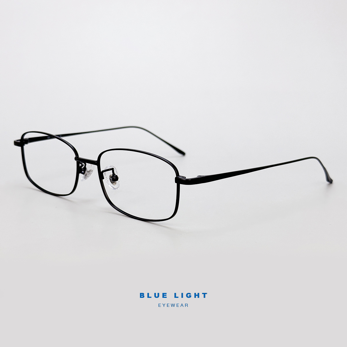 Gọng Kính Cận, Kính Giả Cận Nam Nữ TITANIUM Mắt Vuông Nhỏ Xíu, Cao Cấp Siêu Nhẹ, Full Đen, Bạc - BLUE LIGHT