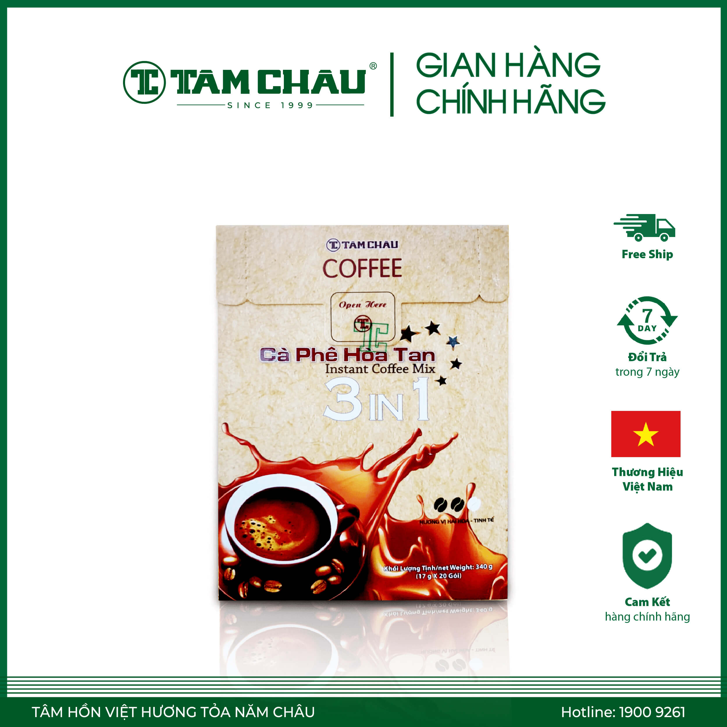 Cà Phê Hòa Tan 3 in 1 Hộp 340G  - Chính hiệu TÂM CHÂU BẢO LỘC