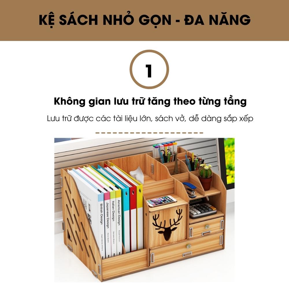 Kệ Gỗ Đa Năng Để Bàn + Tặng sổ tay mini