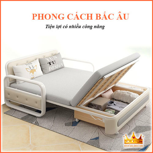 Sofa Giường Gấp Gọn Thông Minh Đa Năng, Sofa Bed Có Ngăn Chứa Đồ Rộng Tiện Lợi