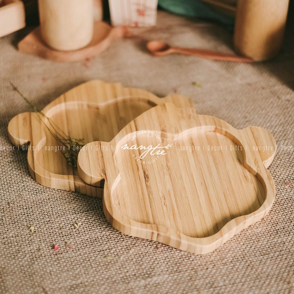 Khay gỗ tre ăn dặm hình con khỉ - Khay gỗ tre