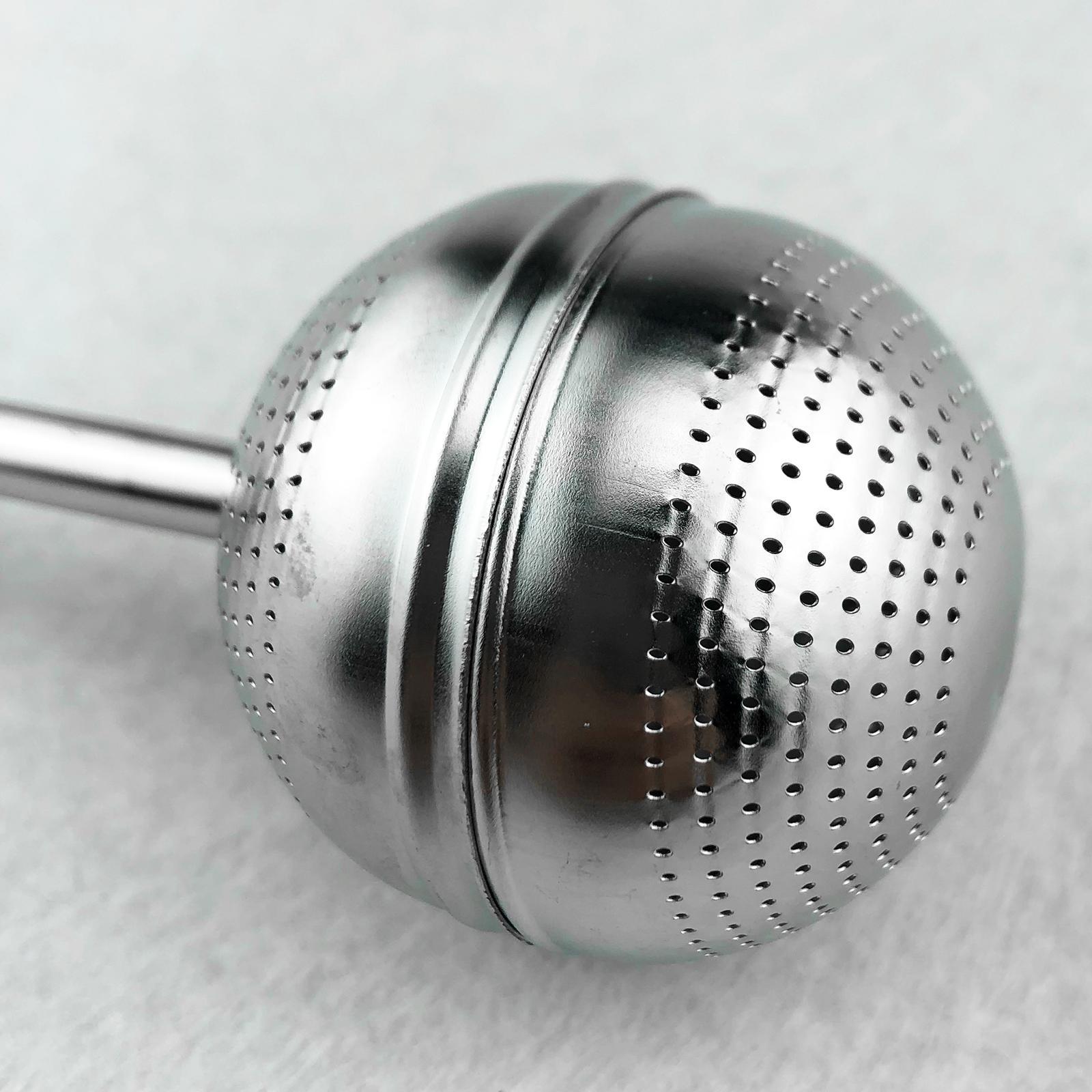 Metal Tea Bag Filter Ball Diffuser with Long Handle Push Rod for Teapot