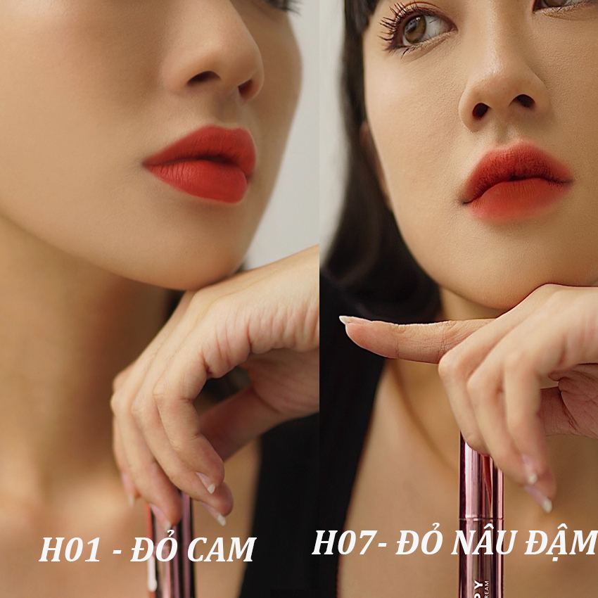 (TẶNG 1 SON) Son kem lì Hapy Matte Lipstick Cream MiniGarden không chì lâu trôi không lem dính khẩu trang kháng nước