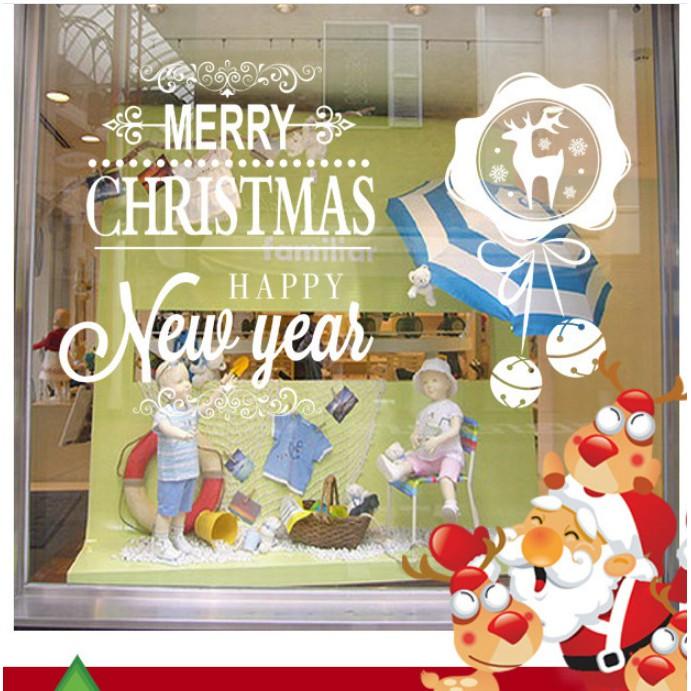 Decal trang trí noel hít tĩnh điện 2 mặt không dơ kính Mẫu chữ phong cách