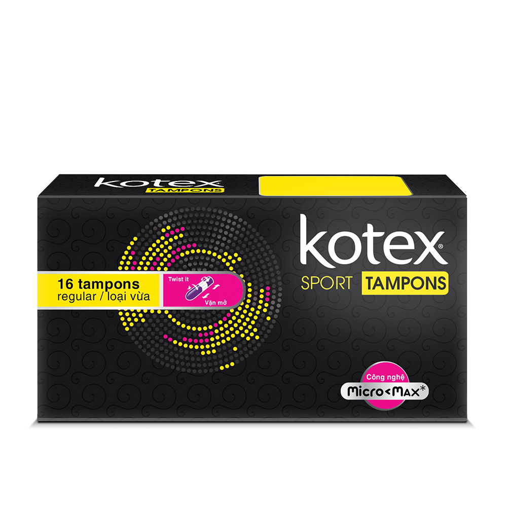 Combo 4 Tampon Kotex loại vừa công nghệ Micro Max (16 miếng/hộp)