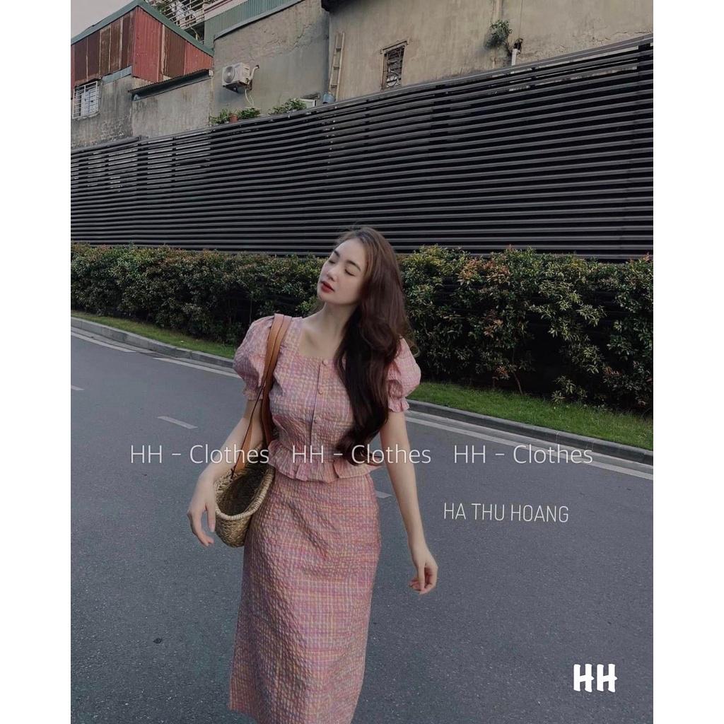 SET ĐI CHƠI, SET 2 MÓN ÁO CROPTOP CỔ VUÔNG TAY NGẮN PHỒNG PHỐI CHÂN VÁY DÀI CỰC HOT