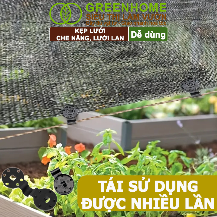 Kẹp Lưới Che Nắng, Greenhome, R10cm, Dụng Cụ Làm Vườn Tiện Lợi, Cố Định Lưới Chắc Chắn,Dễ Sử Dụng, Tái Sử Dụng