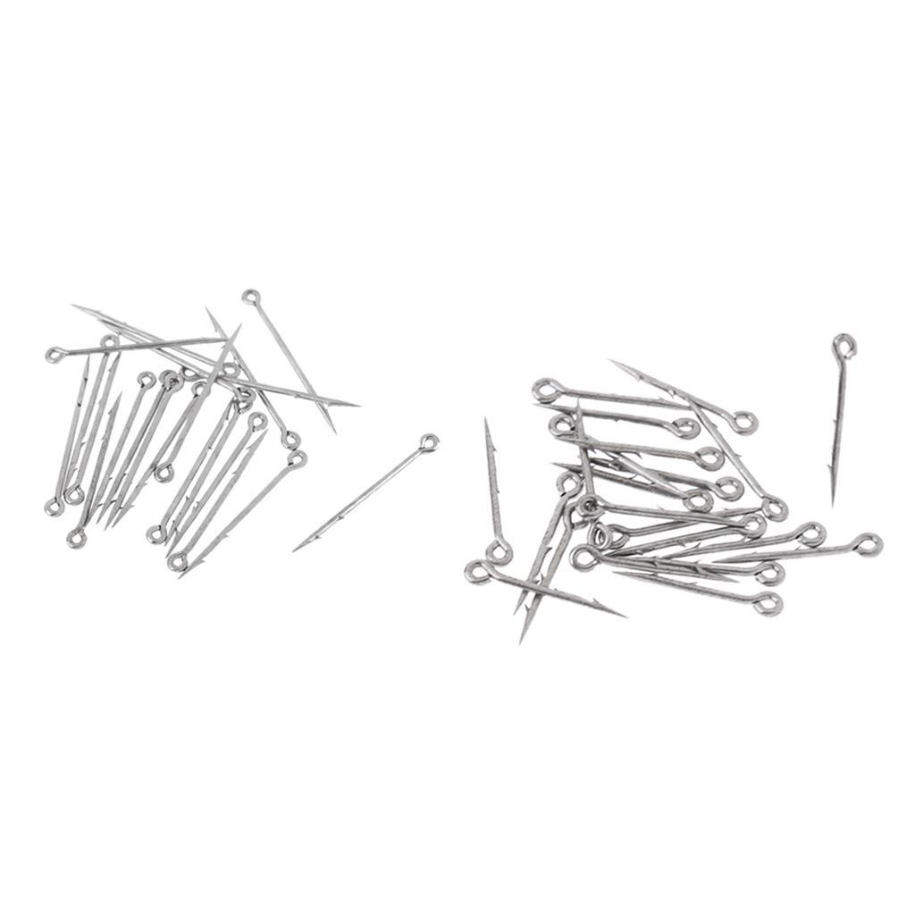 40 Pcs Sea Fishing Hooks Barbed Worm Hooks Straight Fishhook Tackle, M L