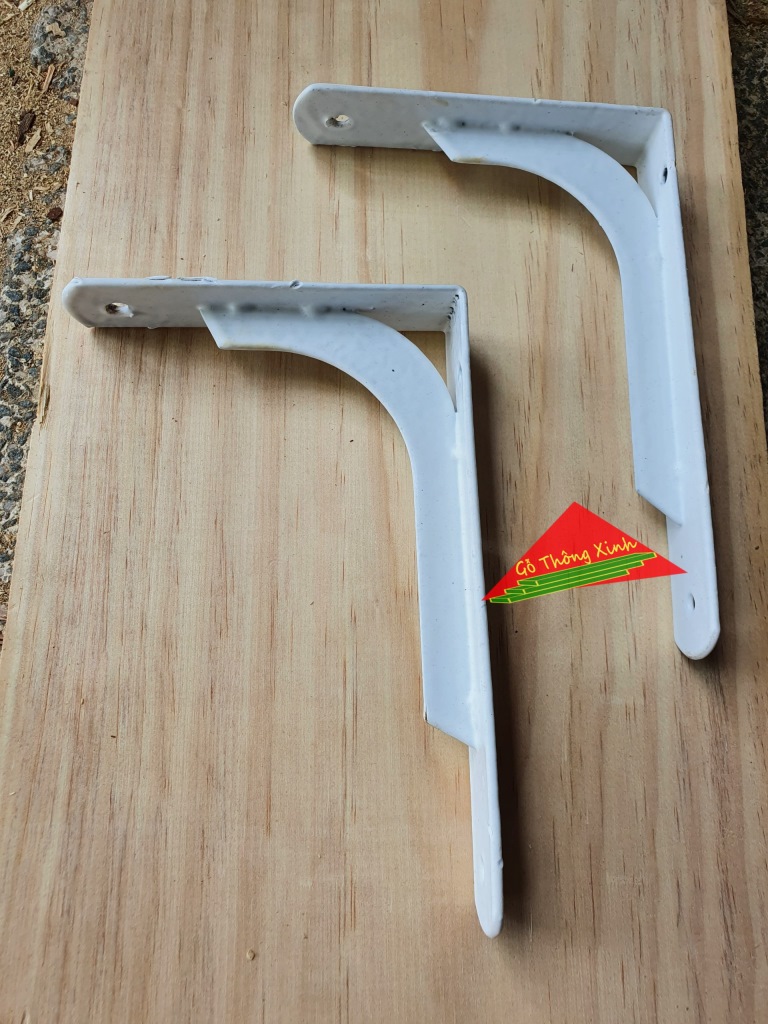 Cặp giá đỡ kệ gỗ dài 30cm bằng sắt đã sơn màu trắng rất chắc chắn chịu lực tốt trên 30kg
