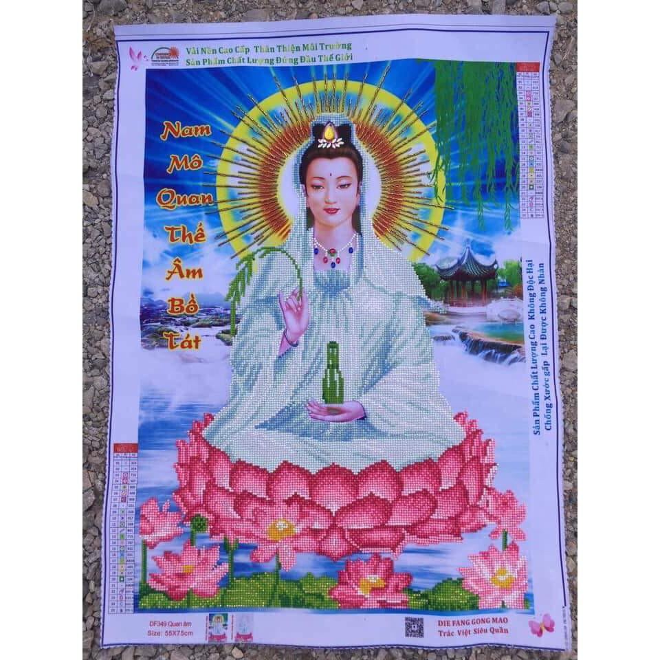 Tranh Đính Đá QUAN ÂM BỒ TÁT . Kích Thước: 75cm x 55cm