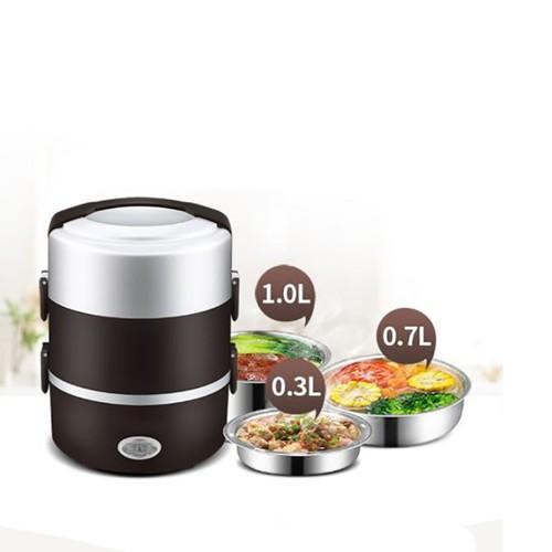 Hộp cơm hâm nóng,Cặp lồng ủ cơm 3 tầng inox Cắm điện Cao Cấp