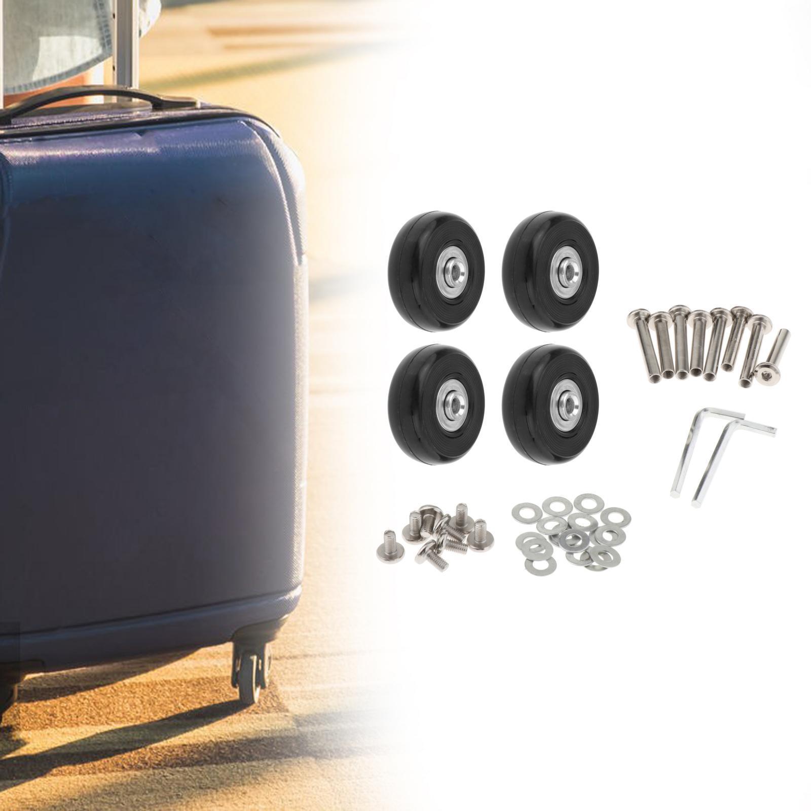 4x Replacement Suitcase Wheels PU Metal Swivel Caster Wheels Repair Set Easy Installation ,Axles Mute Luggage Suitcase Replacement Wheels Set