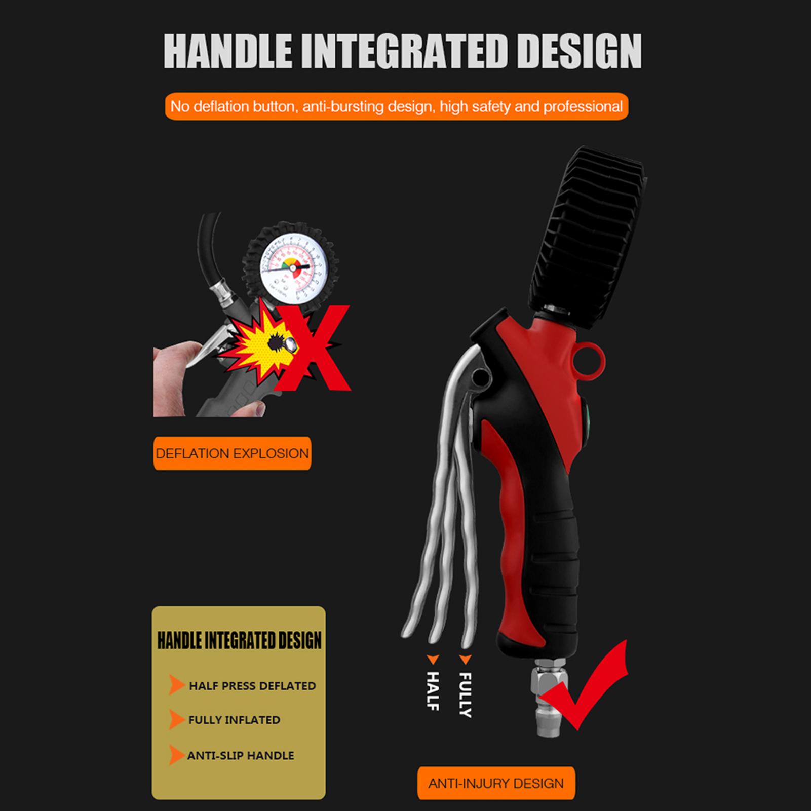 High Accuracy LED Backlight Display Tire Inflating Gauge Digital Display Tyre Inflatable Gun Tire Inflator with LED Digital Pressure Gauge 18bar Pressure Limited