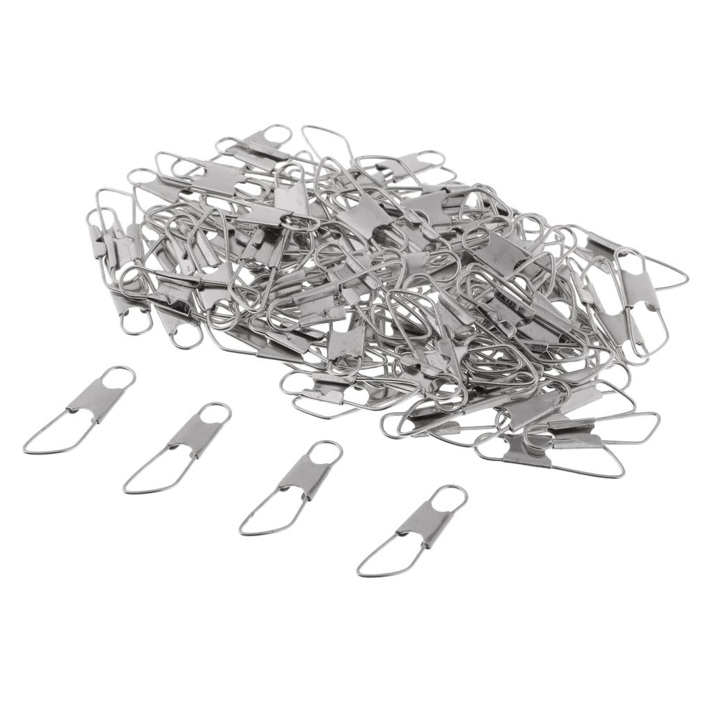 100Pcs Fishing Interlock Snap Safety Snap Fishing Swivels Snap 1.4x0.5cm