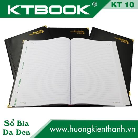 Sổ ghi chép Bìa Da Đen KTBOOK Cao Cấp KT 10 Dày dòng kẻ ngang khổ A4 - 200 trang