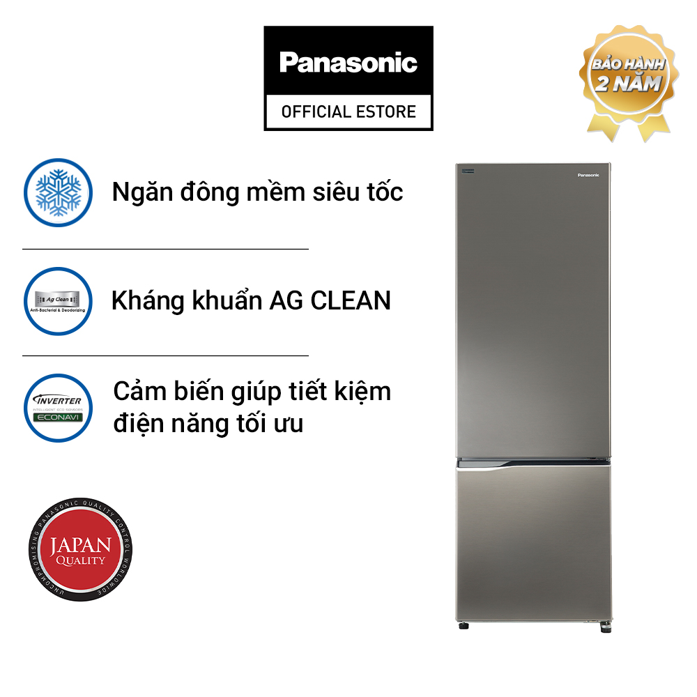 Tủ Lạnh 2 Cánh Panasonic 322 Lít NR-BV360QSVN ngăn đá dưới - Ngăn đông mềm siêu tốc- Hàng chính hãng