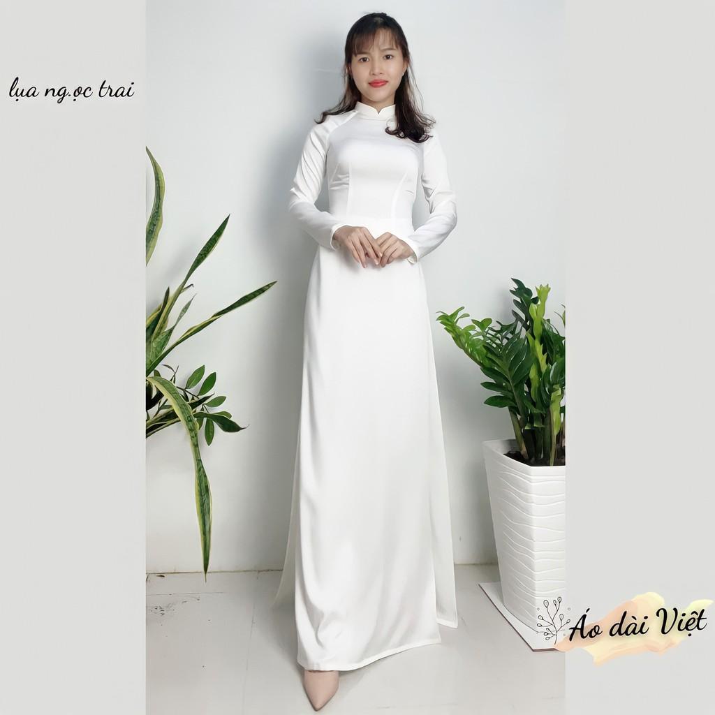 ÁO DÀI TRẮNG HỌC SINH ĐI HỌC TRUYỀN THỐNG MAY SẴN LỤA NG.ỌC TRAI ĐẸP CAO CẤP