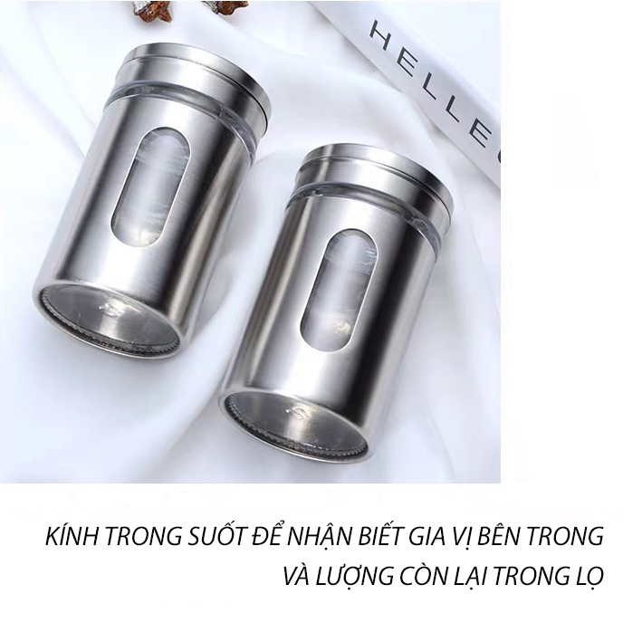 Lọ Đựng Hạt Tiêu, Tăm, Gia Vị Inox 304 Cao Cấp Cho Khách Sạn 5 Sao, Hũ Thuỷ Tinh Bọc Inox 304 Chịu Va Đập Tốt