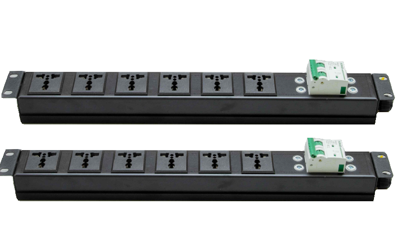 Thanh nguồn PDU 6 ổ đa năng rack 19 MCB 2P 32A:  Hàng chính hãng, Phụ kiện tủ rack , PDU có MCB , PDU rack 19&quot;, thanh nguồn chuẩn rack 19&quot;
