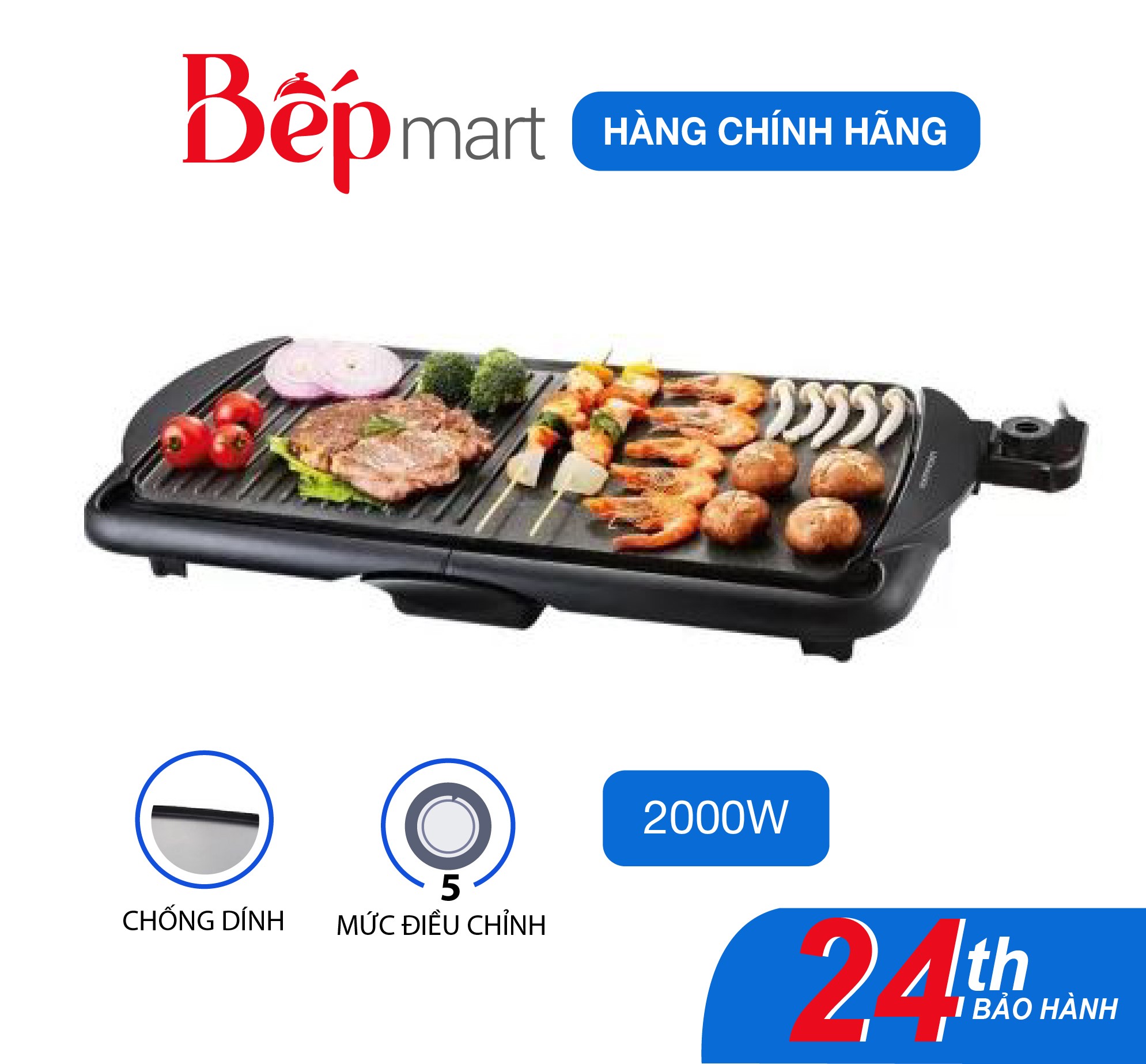 Bếp Nướng Điện LocknLock Electric Grill EJG231, mặt bếp đá hoa cương, 5 chế độ chỉnh - Hàng chính hãng