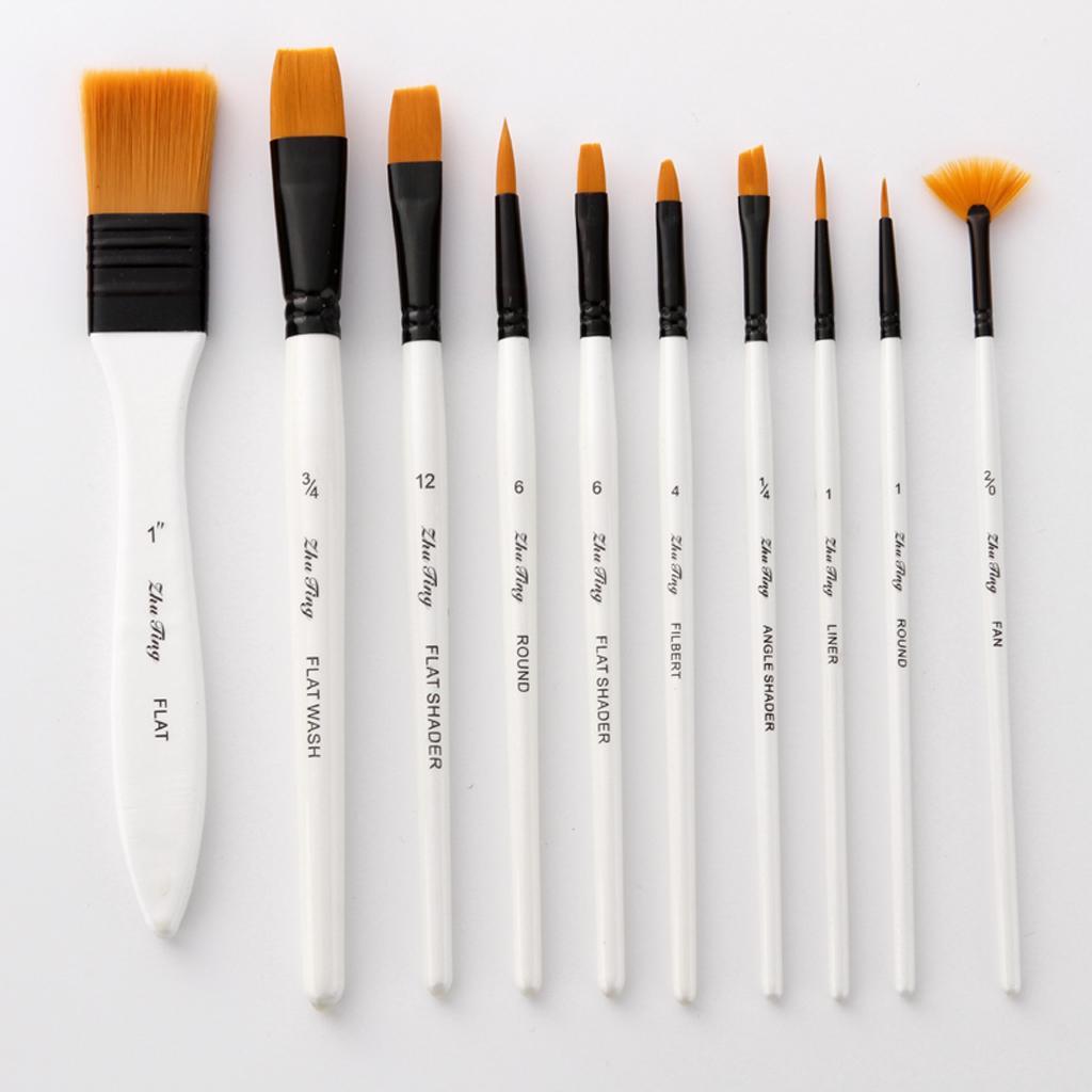 2x 10pcs Art Paint Brushes Set Acrylic Oil Watercolor Body Painting Brushes+Bag