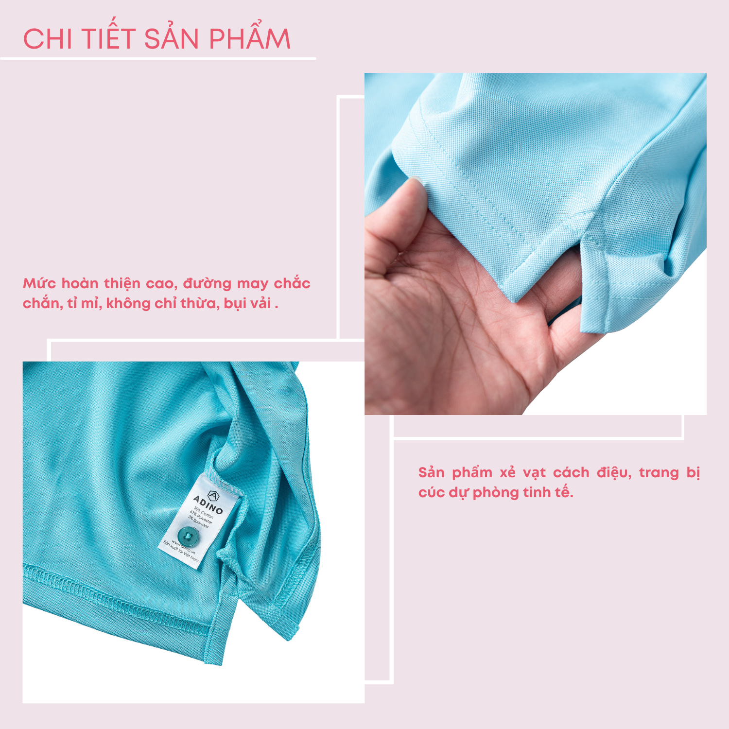 Áo polo nữ màu xanh thiên thanh phối viền ADINO vải polyester cotton không bai xù dáng slimfit công sở hơi ôm trẻ trung APN05