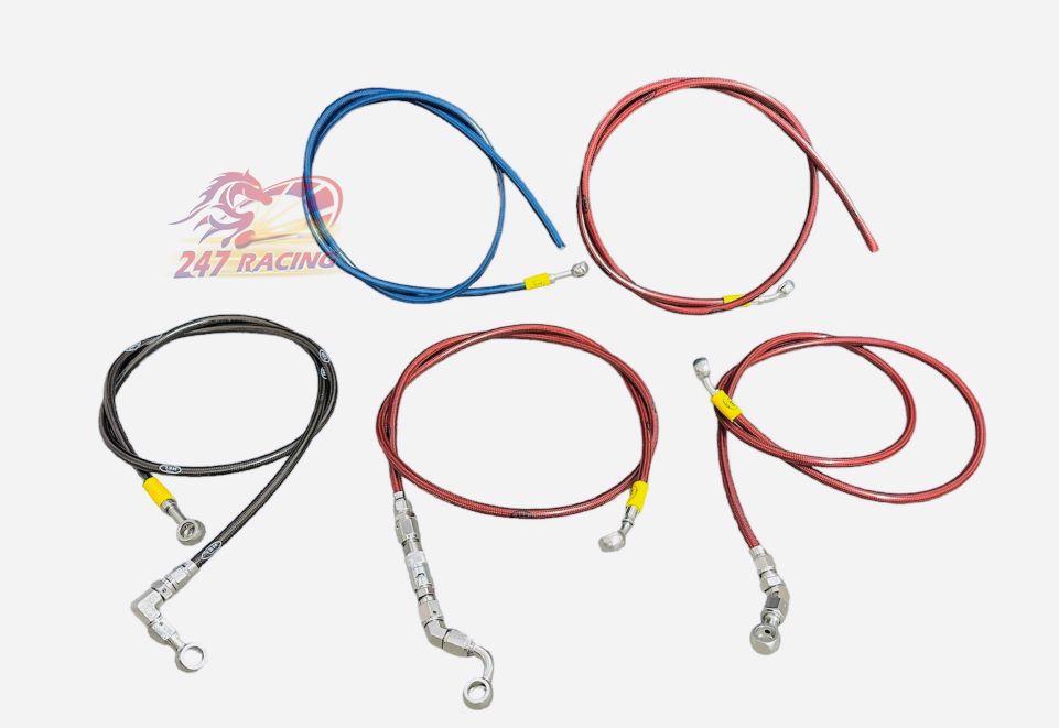 Dây Dầu HEL full đầu bấm INOX304 kèm ngắt dầu mẫu 45 độ và 90 độ gắn trước sau gắn xe máy Sirius Wave Dream Exciter Winner Sonic Satria Airblade Vario